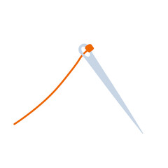 Thread with needle. Sewing and knitting. Hobbies and needlework. Flat illustration isolated on white