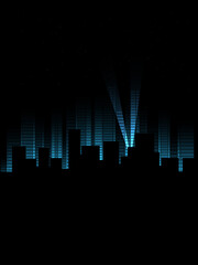 Urban cityscape with night spotlights