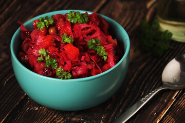 Russian traditional vegetable salad Vinegret
