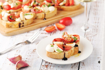 Italian bruschetta with tomatoes and mozzarella	