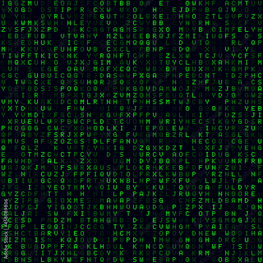 Poster tech background. green filled alphabet letters background. medium-sized seamless pattern. beautiful 
