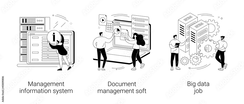 Poster information collection and analysis abstract concept vector illustrations.