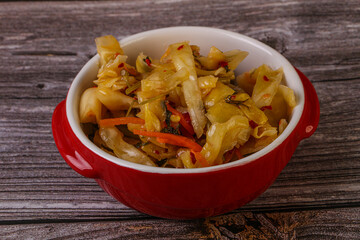 Spicy pickled cabbage with carrot