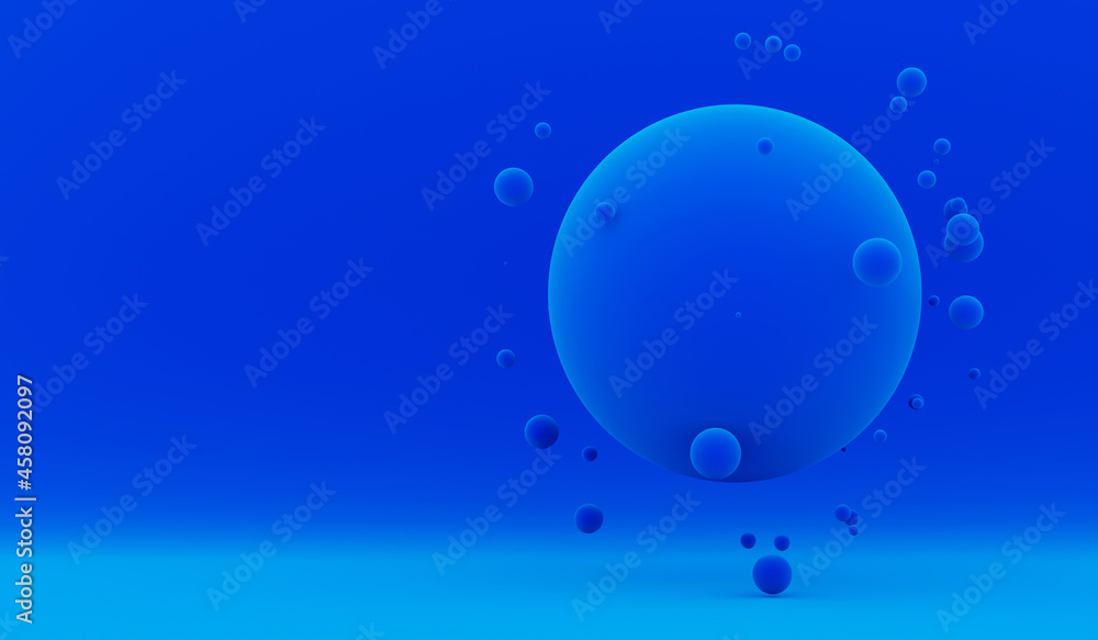 Poster abstract 3d render of composition with spheres, modern background design. 3d rendering.