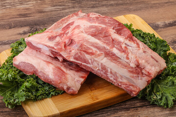 Raw pork ribs for cooking