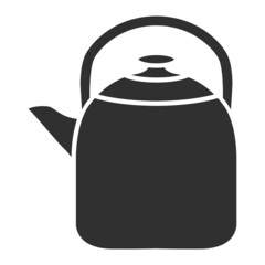 Black silhouette teapot .Kettle with a handle.Vector flat illustration.Isolated on white background.