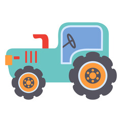 Farm machine tractor.Rural transport.Vector flat simple style Children's illustration.Isolated on white background.