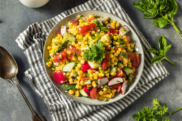 Fototapeta na wymiar Healthy Homemade Sweet Corn Salad