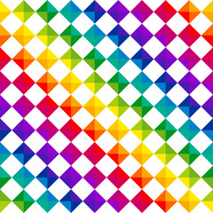 Colorful bright squares. Rainbow seamless pattern, vector illustration. Texture for fabric, wrapping, wallpaper. Decorative print.