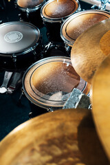 Fragment of drumset close up