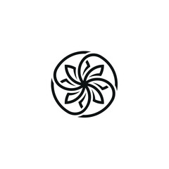 CBD Marijuana Leaves Hemp Flowers Bloom with Circular Line Logo Design Style 
