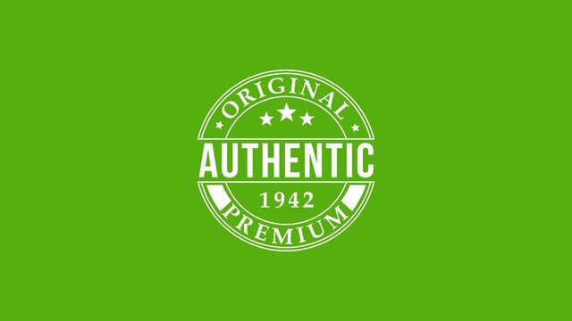 authentic original stamp animation.isolated on green background.