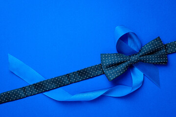 Blue prostate ribbon. Awareness prostate cancer of men health in November. Blue ribbon, fashion...