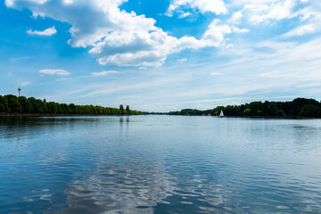 Panoramic skyline view of Maschsee lake, Hannover, Germany