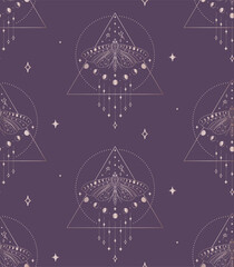 Abstract Background Seamless Pattern Moth and Moon
