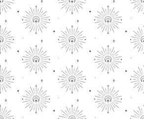 Obraz premium Abstract Background Seamless Pattern. Moon And Sun