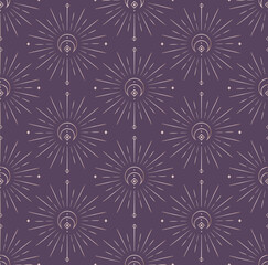 Abstract Background Seamless Pattern. Moon And Sun