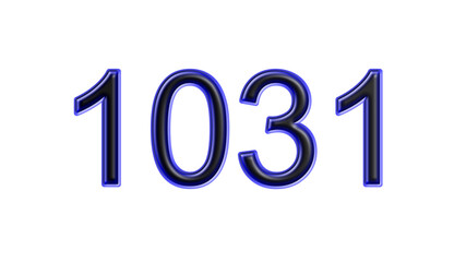 blue 1031 number 3d effect white background