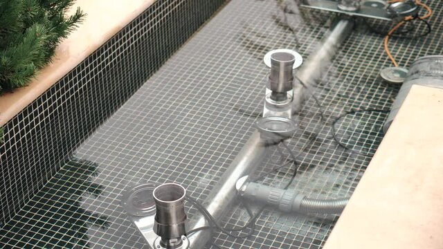 Close up footage of pool pump and filtration system.
