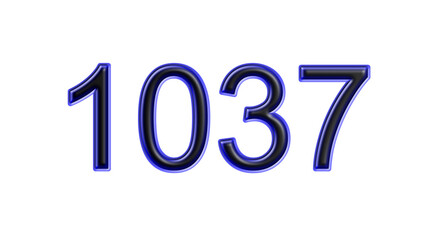 blue 1037 number 3d effect white background