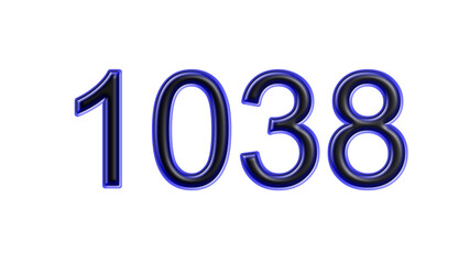 blue 1038 number 3d effect white background