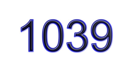 blue 1039 number 3d effect white background