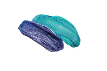 Green blue nail polish smear isolated