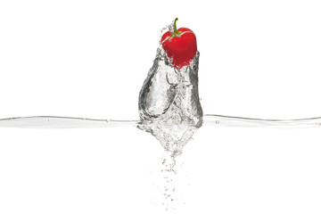 Chili pepper and water splashes