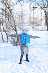 walking on a snowy day. 