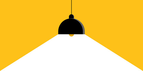Pendant lamp on yellow background. Lamp for interior and design in flat style.