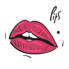 Luscious painted lips. Vector illustration.