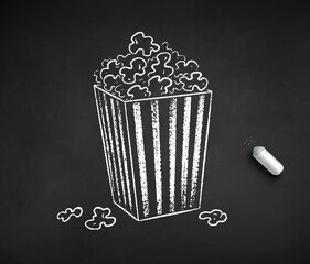 Vector chalk drawn illustration of pop corn bucket