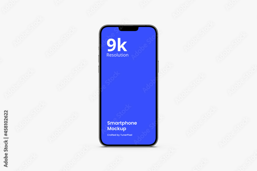 Wall mural smartphone mockup | fully editable file, replaceable screen, separated shadow and background