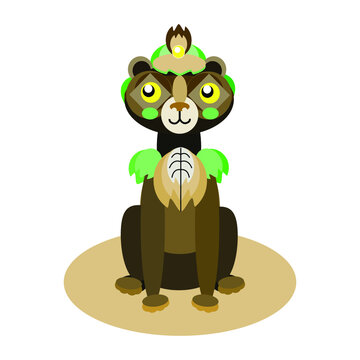 Vector bear character. A mythical animal for digital games, postcards, greetings, animation, mobile content. 