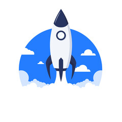 launch rocket illustration in flat design