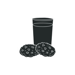 Cookies and Milk Icon Silhouette Illustration. Breakfast Vector Graphic Pictogram Symbol Clip Art. Doodle Sketch Black Sign.