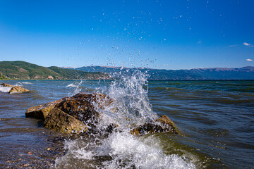 Waves at Ohrid lake in Macedonia