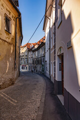 An alley in the old town of Ljubljana, Slovenia