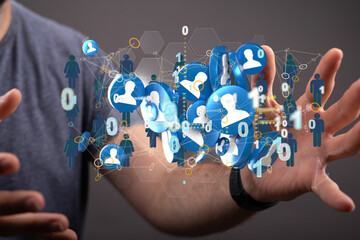 Business people silhouettes network team