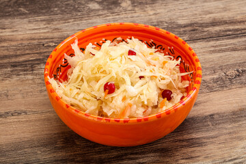 Sauerkraut with cranberry in the bowl