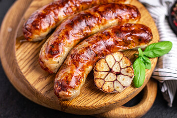 sausages seitan vegetable protein vegan meatless soy vegetarian wheat classic taste or snack on the table healthy meal snack top view copy space for text food background 