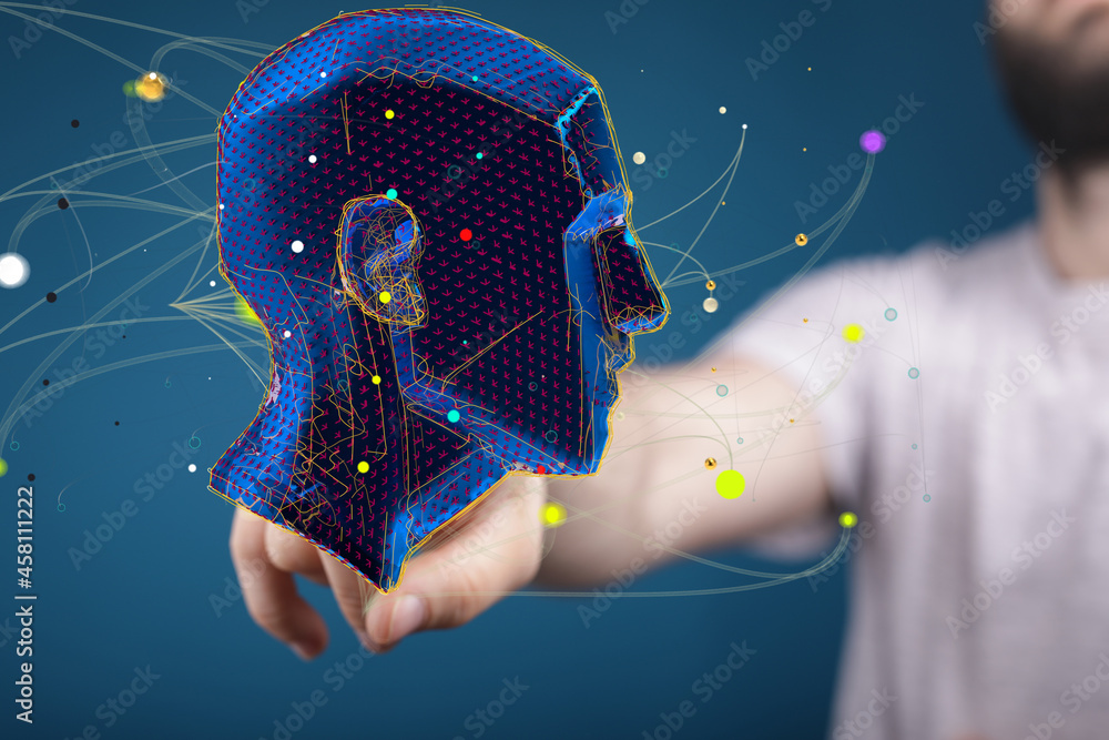 Aufkleber head form lines, triangles and particle style