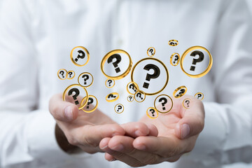 3d question marks background concept.