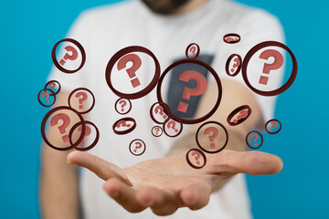 3d question marks background concept.
