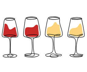 glasses with red and white wine