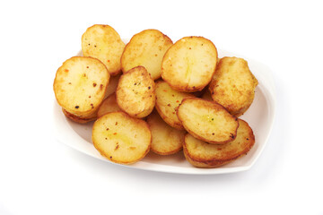 Baked potatoes, isolated on white background.