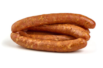 Dried Sausages, isolated on white background.