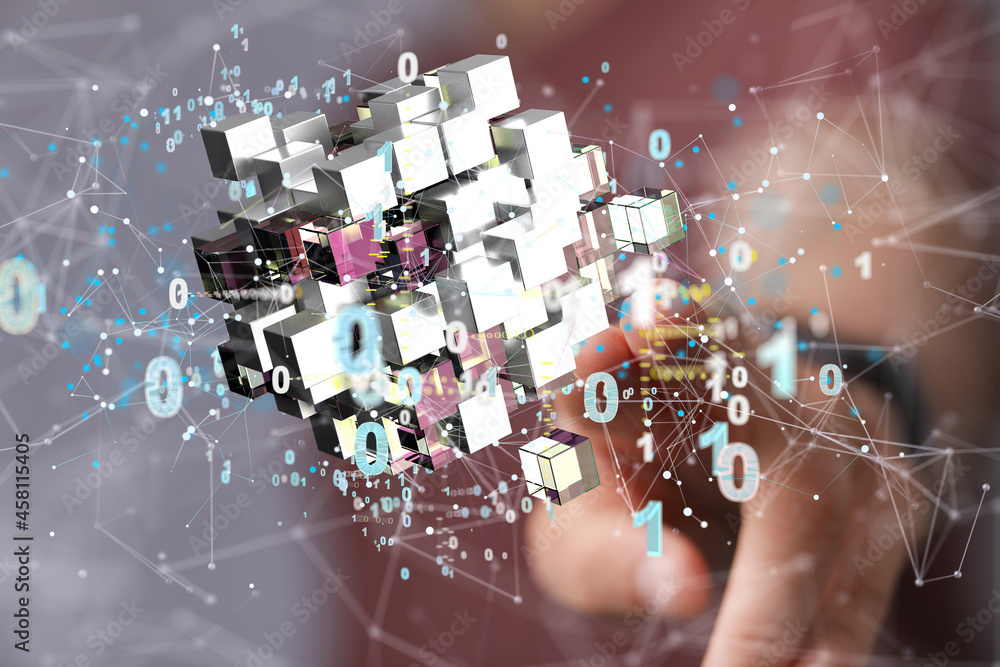 Poster artificial intelligence cloud technology. integrated digital web concept background