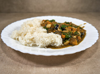 Rice and vegetable stew on the plate