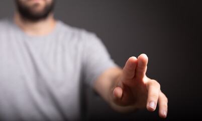 pressing button. Innovation technology internet business concept.